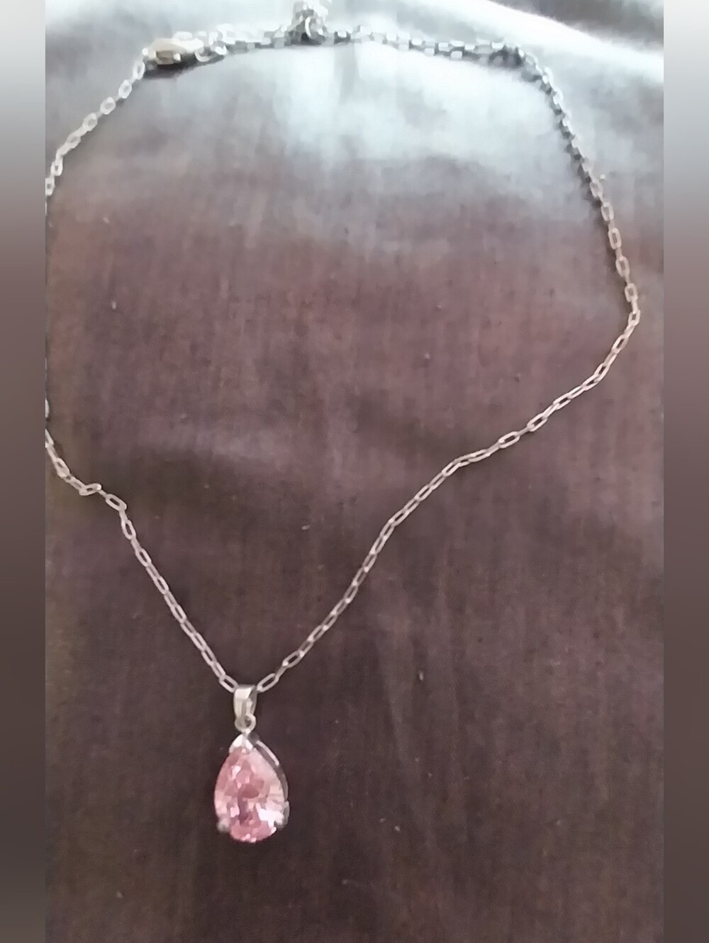 Delicate Pink Teardrop Pendant Necklace - Women Jewelry